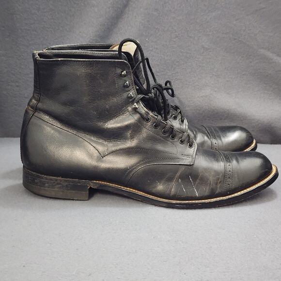 Stacy Adams Mens 9D Black Leather Lace Up Dress Boots Cap Toe main image 14